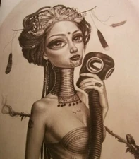 Leila Ataya "THE SHE" Doomsday GOTHIC WOMAN OPEN EYES Neo-Surrealism PRINT