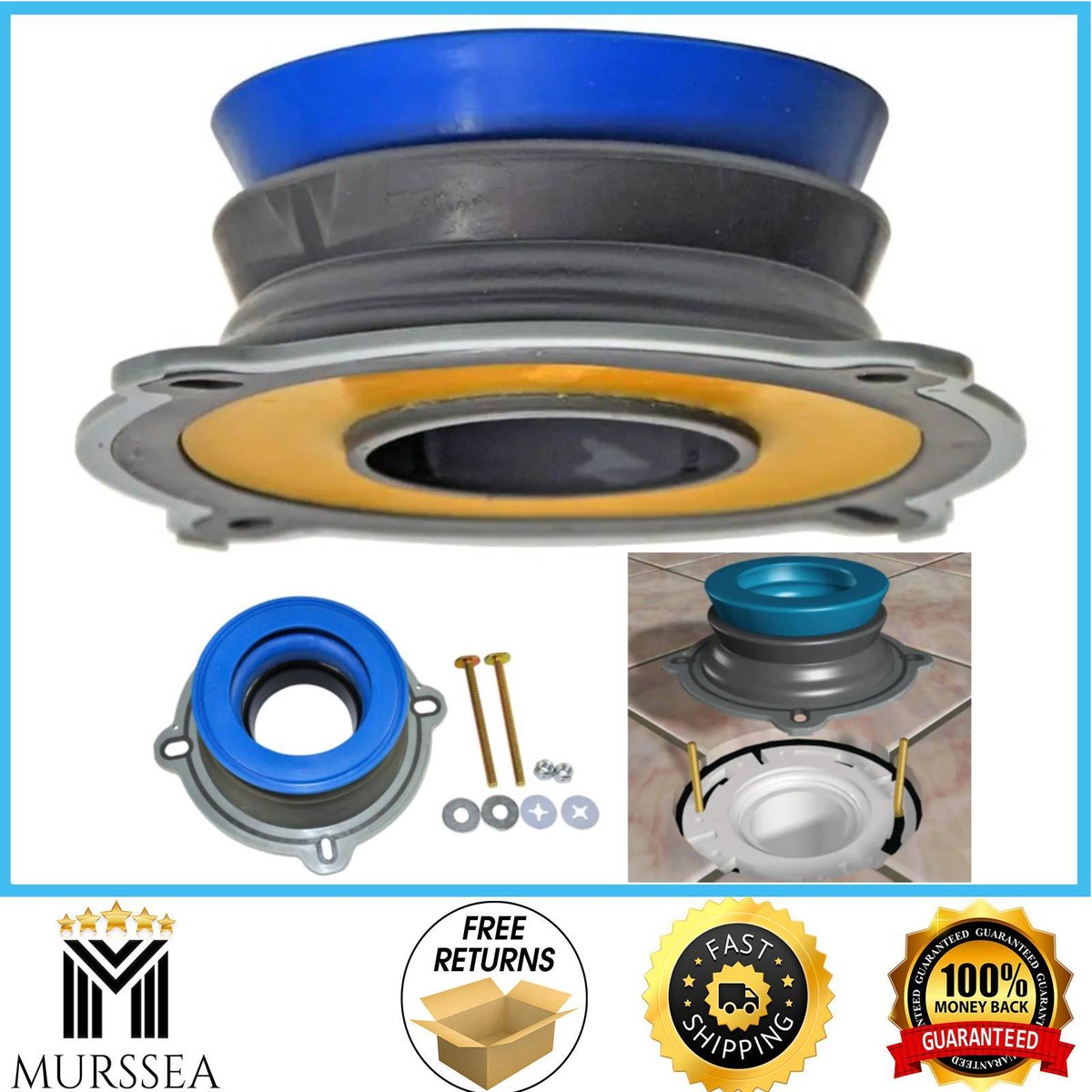 Perfect Queingt 専用 Perfect Seal Toilet Wax Ring, Fits All, Bolts Rubber Gaskets