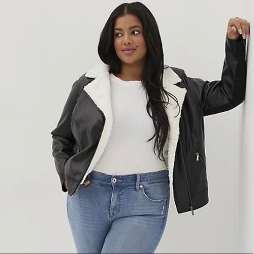 Torrid Sherpa Lined Moto Jacket Faux 