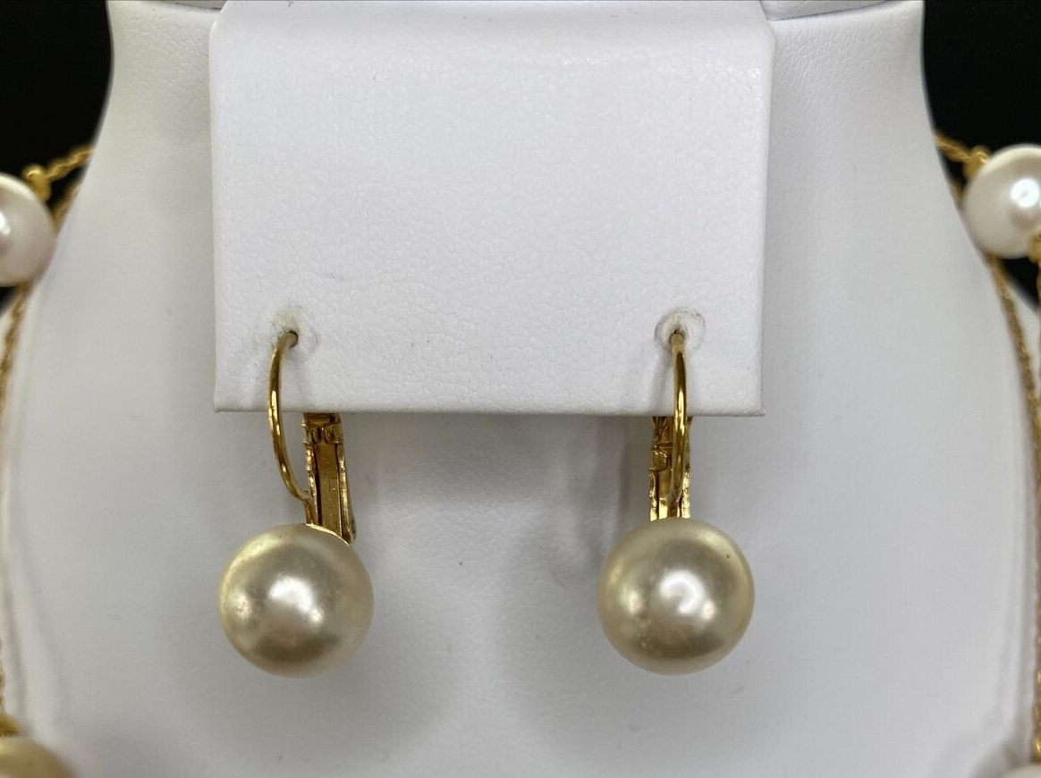 Collier, Bracelet & Boucles D'Oreilles Perles Dorées Premier Designs - Occasion