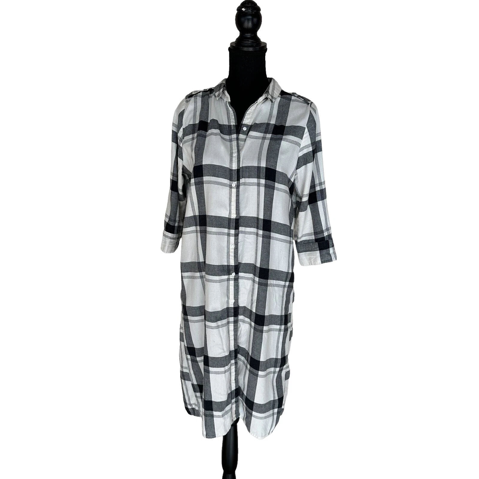 Cotton 3/4 Sleeve Shirt Dresses