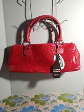 Primeware Insulated Red Faux Leather Croc Embossed Wine Bottle Clutch Purse -NEW
