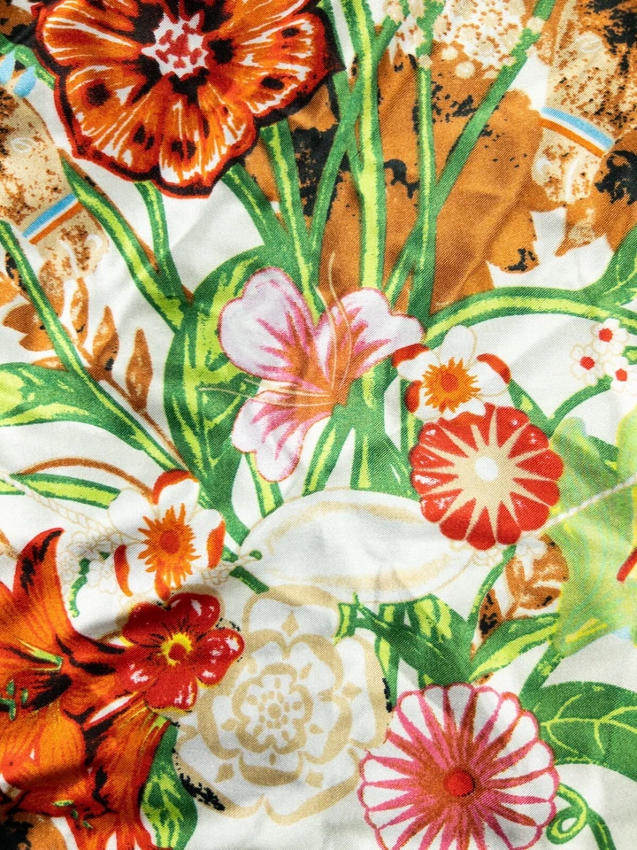 Pañuelo vintage 34x34 Punk caballo y pájaros flores brillante verano moda Foto 4 de 4