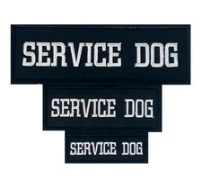 White Embroidered Service Dog Patch Label Tag For Dog Harness Collar Vest