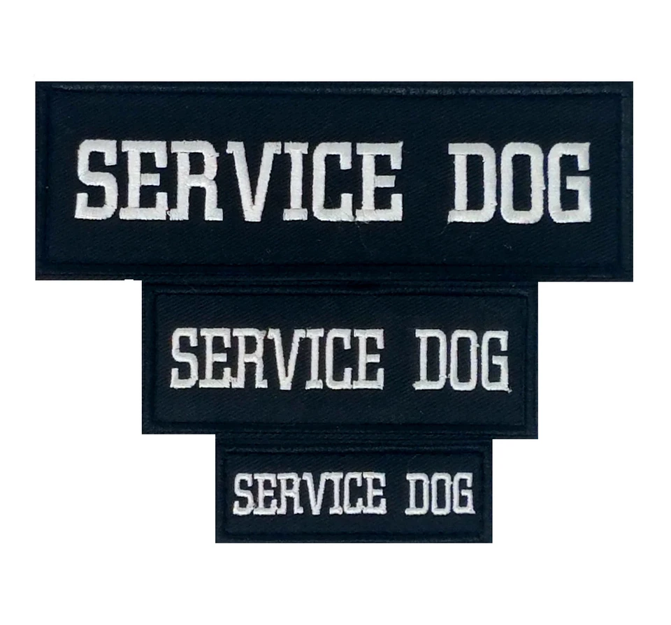 DOGLINE White Embroidered Service Dog Patch Label Tag For Dog Harness Collar Vest