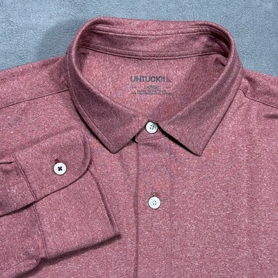 Untuckit Shirt Mens Large Perf Tee BD Red Performance Stretch Jersey Normcore