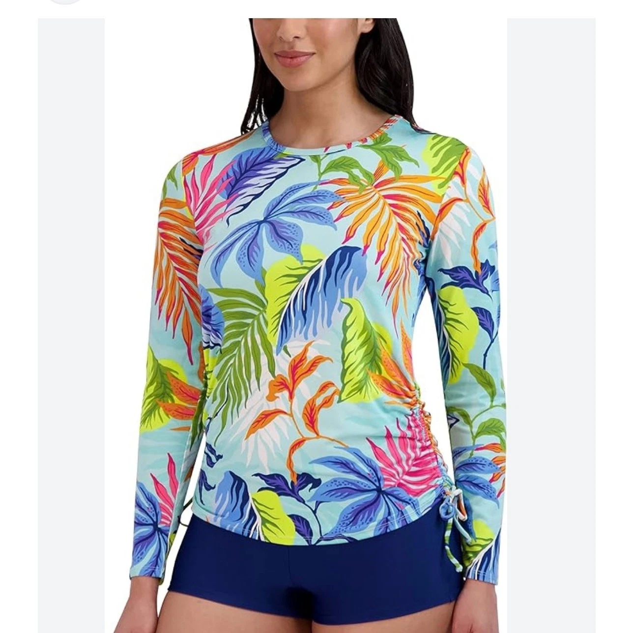 Stella Parker Women’s Rashguard Colorful Adjustable Sz L Beach UPF 30+