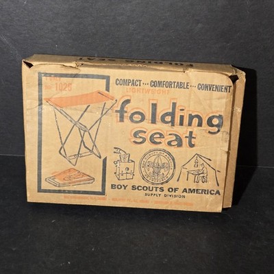 NOS Vintage 1970s Boy Scouts of America Camping Folding Seat Chair 1026