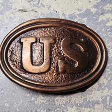 Vintage Repro US CIVIL WAR UNION ARMY Brass Copper Oval Belt Buckle