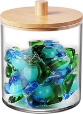 1 Pack 50oz Laundry Pods Container with Natural Bamboo Lid - Shatterproof