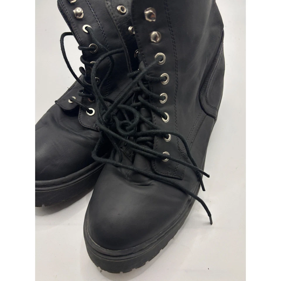 Wanted черный искусственной кожи боя ботинки шнурует вверх стороны молнии коренастый подошва - Изображение 3 из 4