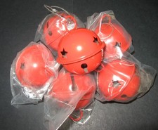 Large RED Metal JINGLE BELLS Lot of 6 2-inches NEW in Package