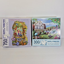 Bits And Pieces 300 750 Large Pc. Jigsaw Puzzles Adorable Lot Of 2 Complete
