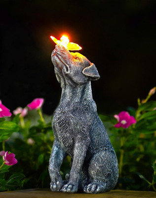 Hund Skulptur mit Solar-Licht Wasserdicht Garten Deko Geschenk für Hundeliebhabe