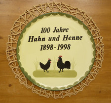 Zeller Keramik Hahn und Henne Jubiläumsteller 100 Jahre Tortenplatte Kuchentelle