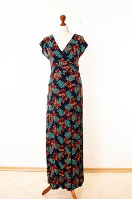 KING LOUIE Damen Maxikleid Blumen Mehrfarbig Kurzarm Viskose Größe L 13201 - Bild 1 von 4