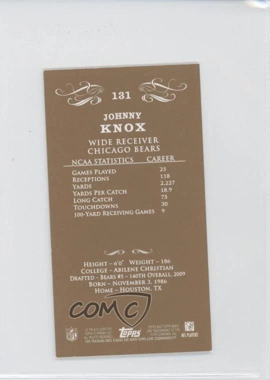 2009 Topps Mayo Mini Johnny Knox #131 Rookie RC - Image 2 of 2