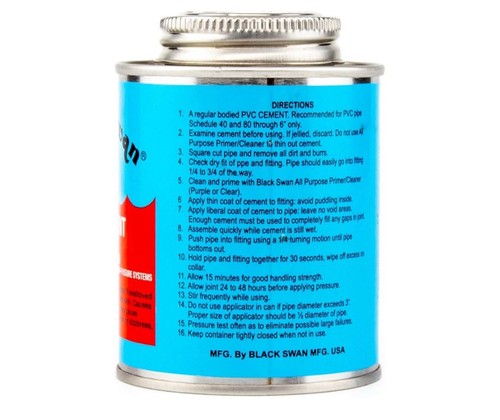 Black Swan PVC1 PVC Solvent Cement Clear 236 ml Plumbing Plastic Pipe Glu - 第 2/6 張圖片