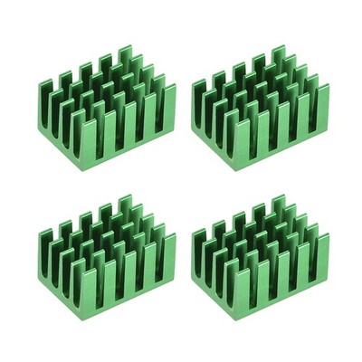 Heat Sink Cross Carved MOS GPU IC Chip Green 20 x 14 x 11mm 4pcs