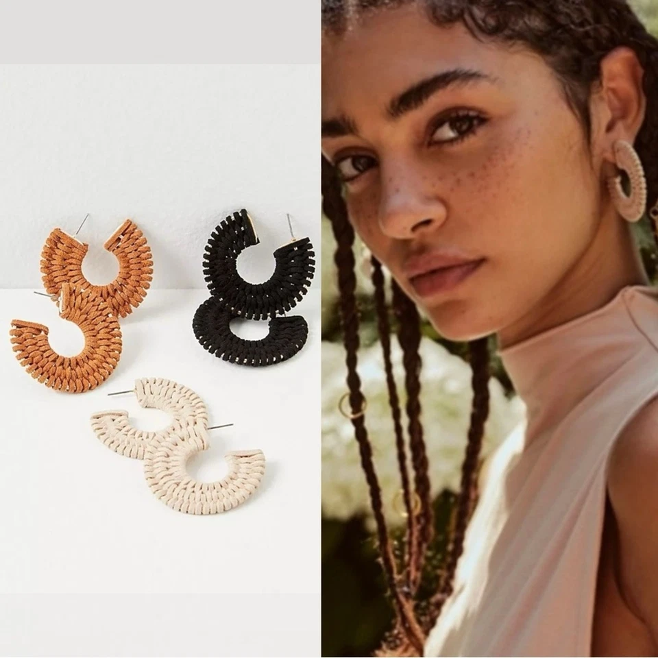 Aros de gamuza Free People See If I Care en marrón tostado pendientes bohemios occidentales nuevos con etiquetas Foto 3 de 4