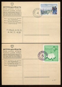 Switzerland Military card Fleiger-Beobachter  (Aircraft Spotter) #17 & 16