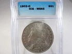 1902-O Morgan Silver dollar Morgan Silver dollar graded MS-65 by ICG