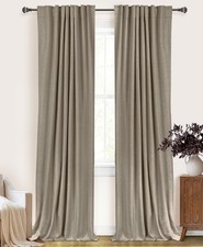 100 Blackout Shield Linen Blackout Curtains for Bedroom 120 Inches Long, Back T