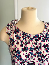 Banana Republic Women  s Round Neck Sleeveless Floral Pullover Bow Blouse L