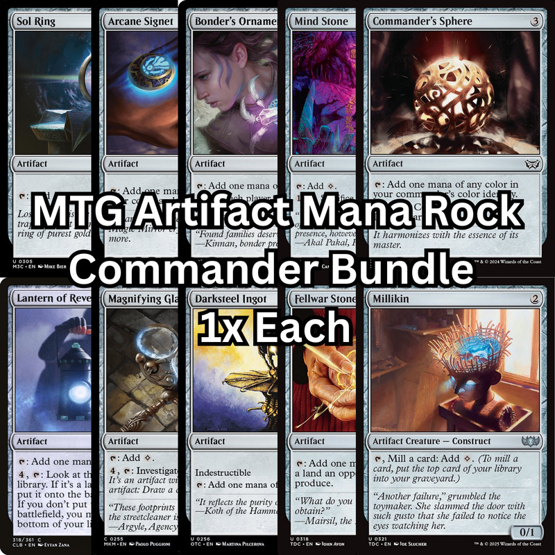 MTG Colorless Artifact Commander Deck Staples Mana Rock Set Bundl (10 Cards) NM