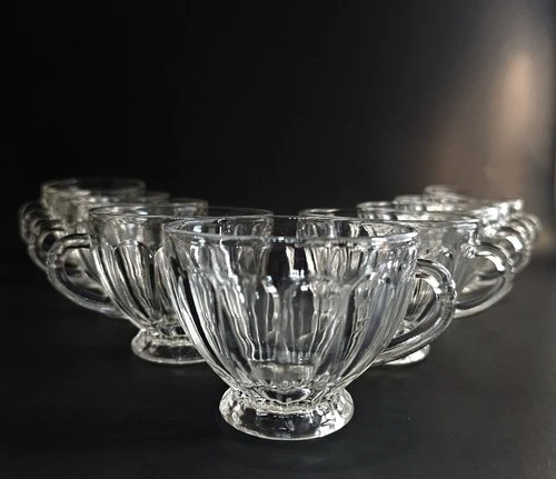 Vintage Clear Glass Punch Cups Anchor Hocking Colonial/Dominion Style set of 9