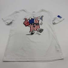 Under Armour T-shirt Kids Boys Size 6 White Graphic Print Logo . 47201