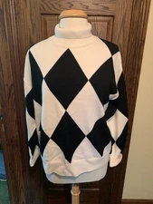Lilysilk Argyle Preppy Wool Sweater Black/Ivory Large