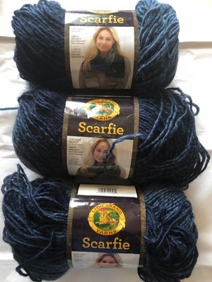 (3 Pack) Lion Brand Yarn 826-204 Scarfie Yarn, Denim/Navy