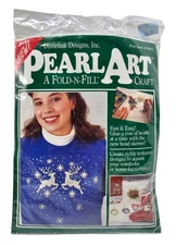 NOS VTG  Distlefink Designs Pearl Art Fold N Fill Craft #33821- Deer First Snow