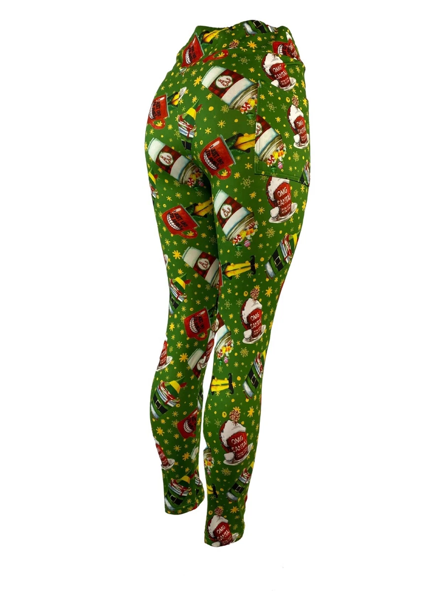 Buddy The Elf Hot Chocolate Coffee Cups Soft Leggings Multiple Sizes w/  POCKETS