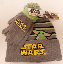 Star Wars Mandalorian 2pc Youth Kids Beanie Winter Hat Glove Set New Ages 8-13