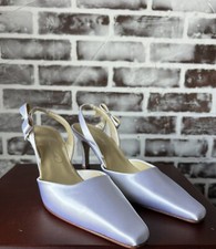 Bridal White Satin Dyeable Slingback Pump by Michelangelo-  Heather  8.5B New