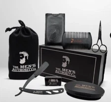 Beard Kit for Men, Beard Grooming Kit Boar Bristle Brush, Comb, Razor, Bag