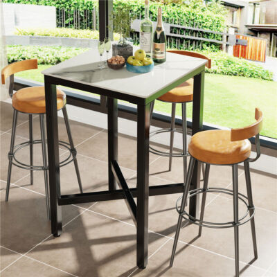 4-Person Pub Table Bar Height Table for Breakfast Nook Restaurant Bistro Dining