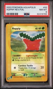 Pokemon WotC Aquapolis Reverse Holo Card #83 Hoppip PSA 8