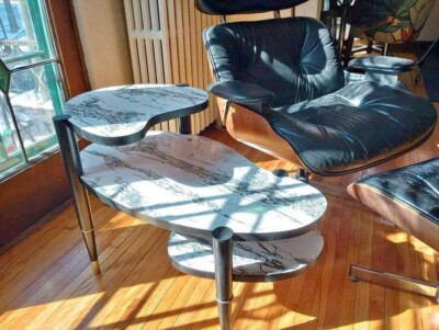 Pair of MCM Atomic End Tables, 1950's Table, Vintage Biomorphic 3