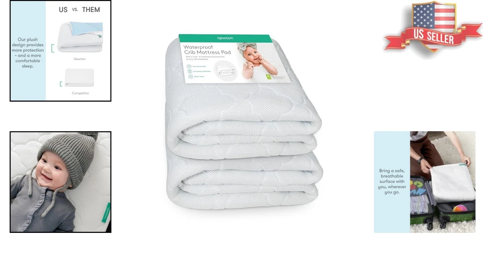 Almohadilla de colchón transpirable impermeable para cuna | Falda de ajuste universal para una comodidad segura Foto 2 de 4