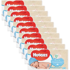 HUGGIES 10x 56 Wipes Pure Soft Gentle Baby Wipes
