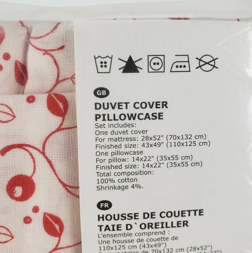IKEA Gulsparv Crib Duvet Cover/Pillowcase Lingonberry Patterned 004.430.12 Kids - Image 3 of 3
