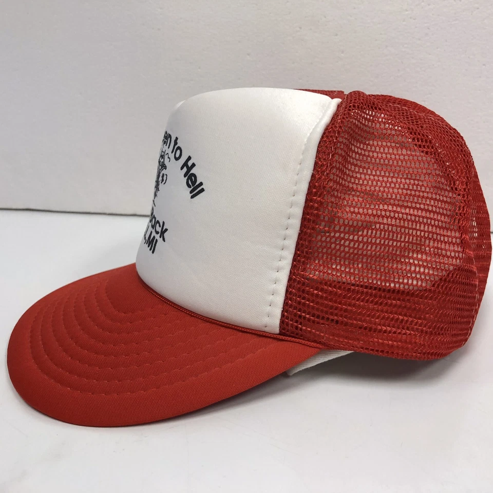 Nuevo de Colección Años 80 Malla TRUCKER Sombrero I've Been To HELL and Back Mi Snapback Gorra CUELLO ROJO  Foto 4 de 4