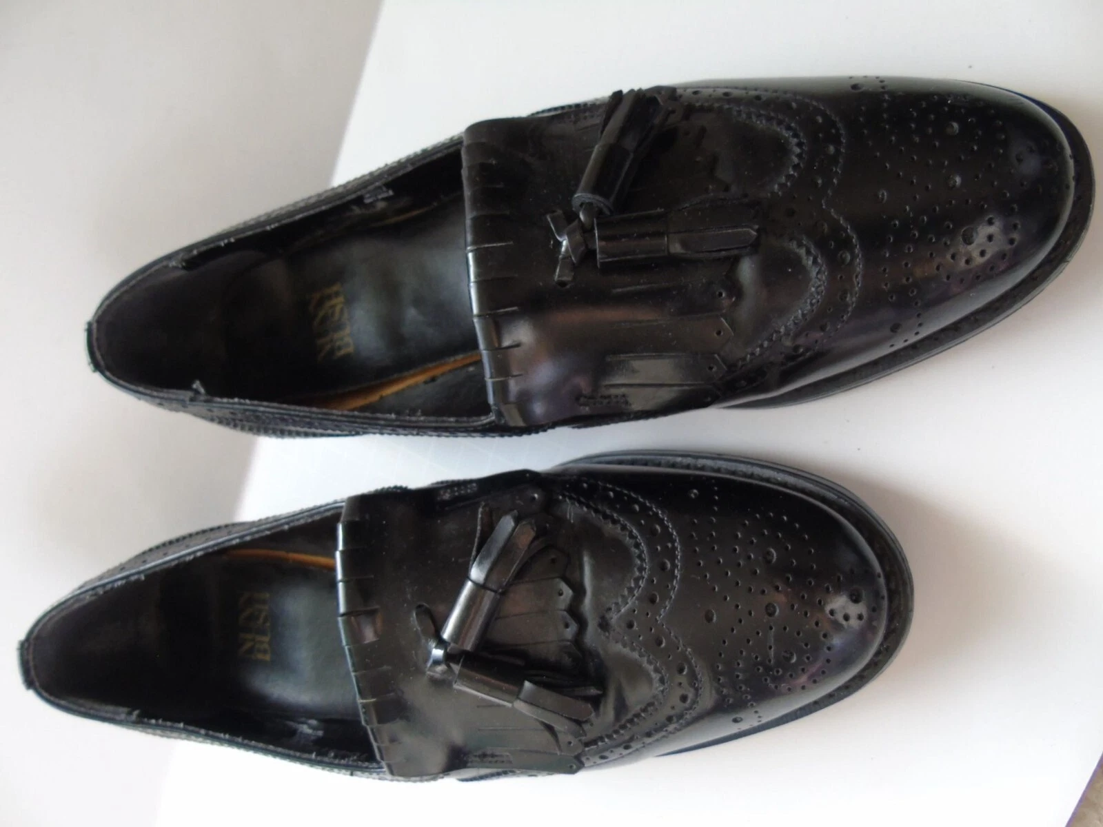 JORDAN Mocassini neri da uomo vintage Nunn Bush scarpe slip on taglia 8 D nappe punta ala