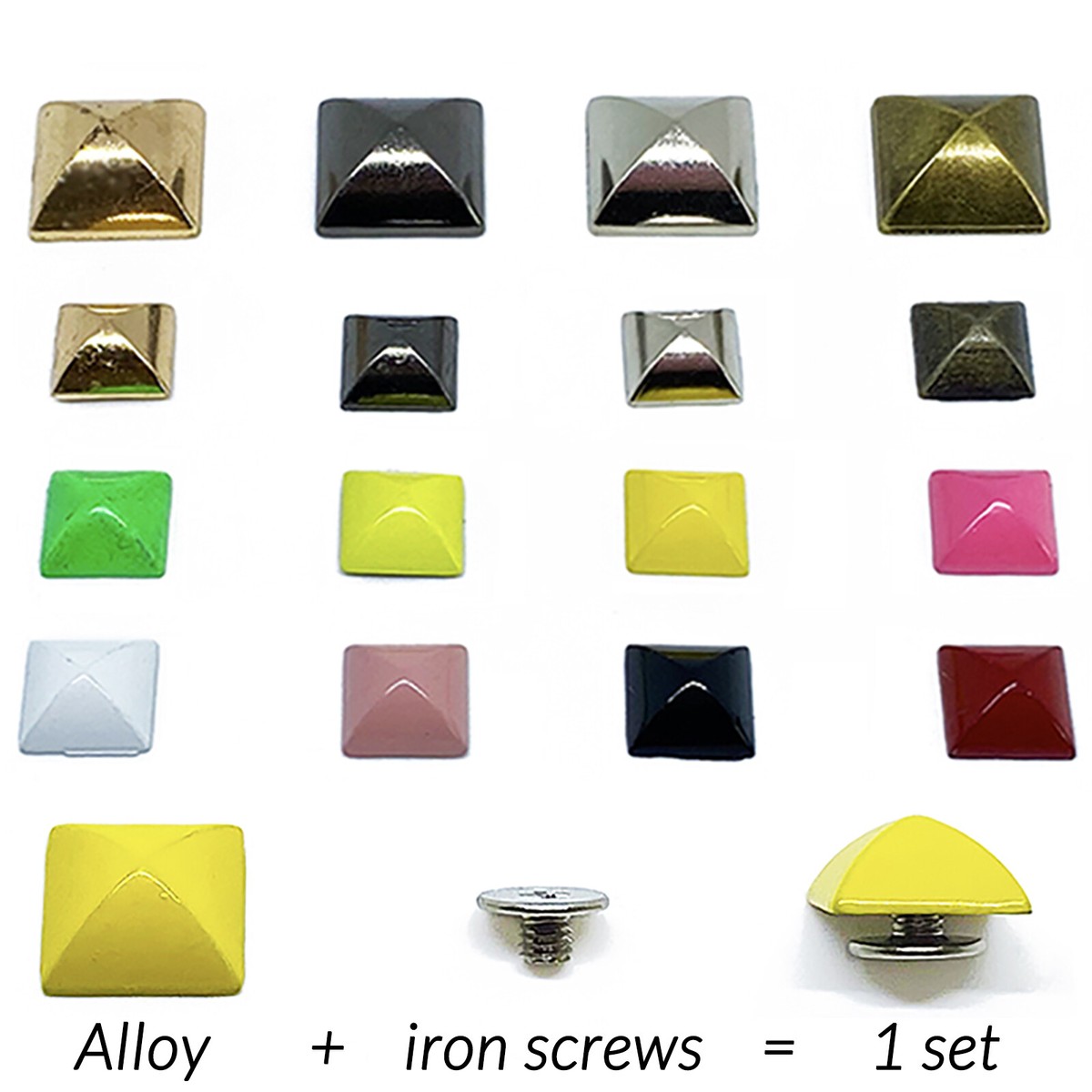 10/15mm Pyramid Shape Metal Punk Studs for Leather Craft Handbags