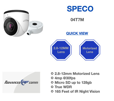 Speco Technologies O4T7M 4MP Outdoor Motorized Lens Advanced Analytics