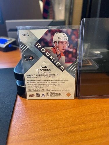 Ivan Provorov Rookie Card signed Flyers Upper Deck 106 Hockey NHL - Picture 3 of 3