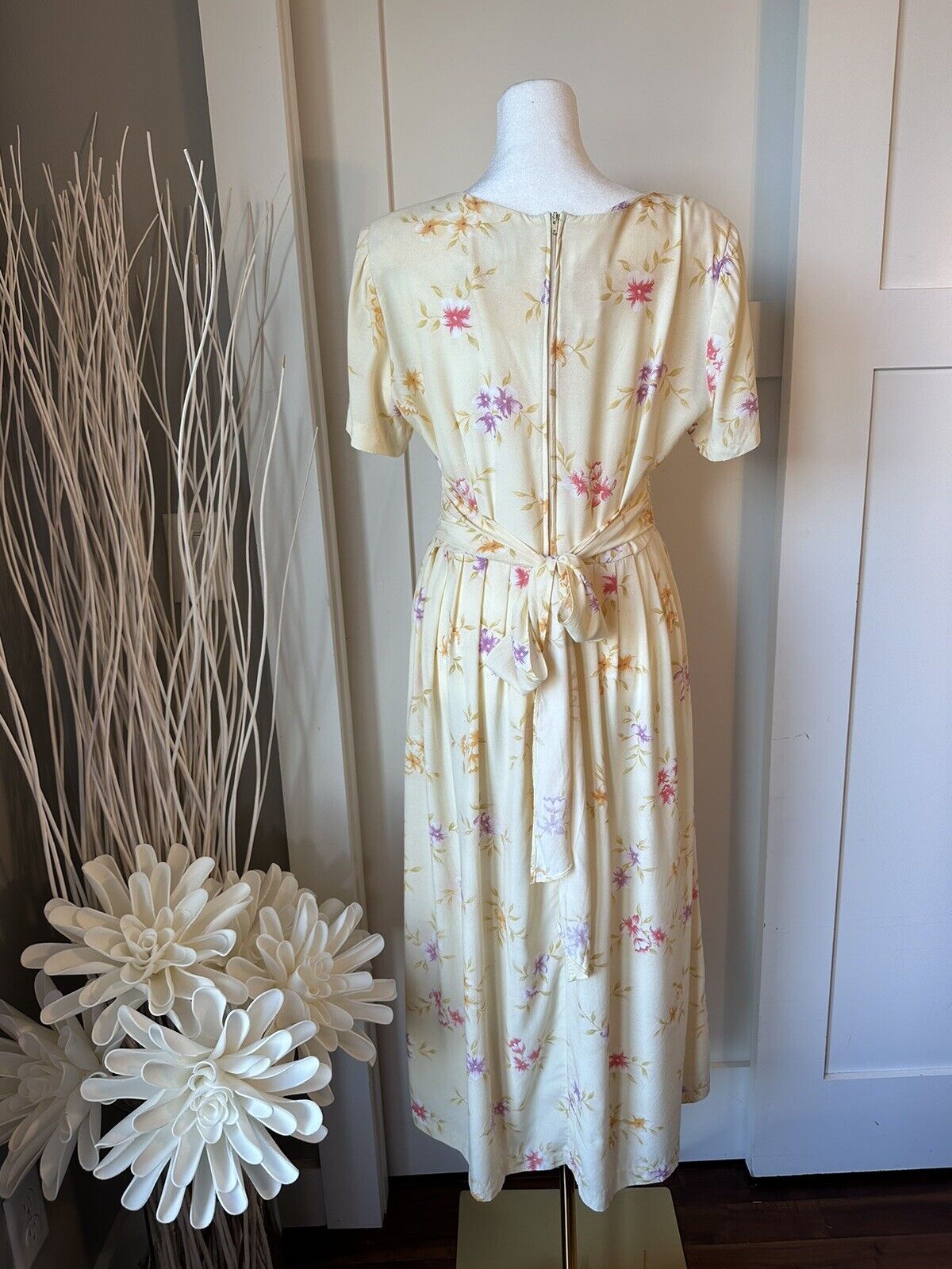 Worthington Yellow Floral Midi Dress sz 8 Petite … - image 2